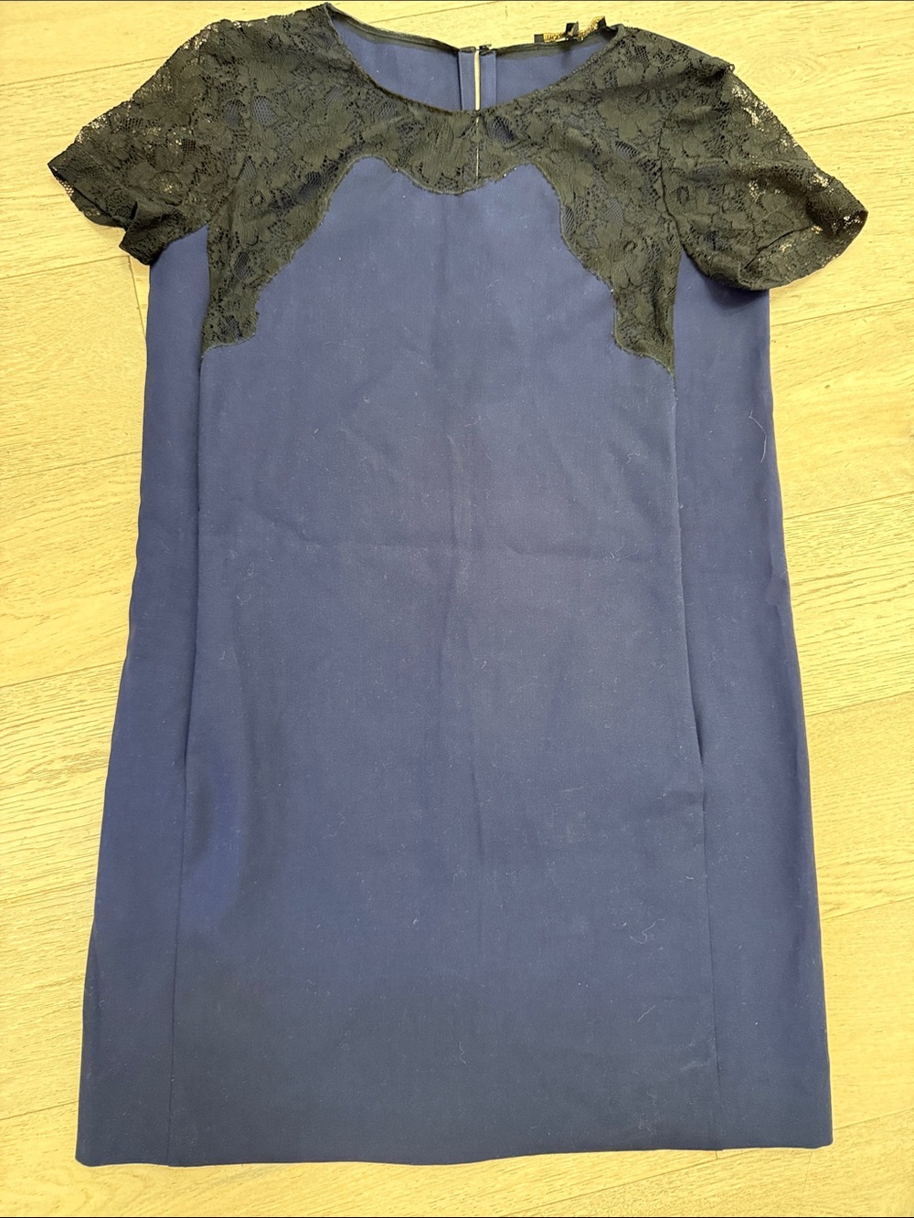Maje Navy Dress with Black Trim